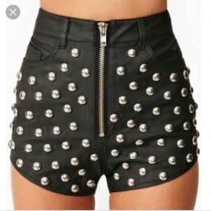 Unif vegan leather studded shorts